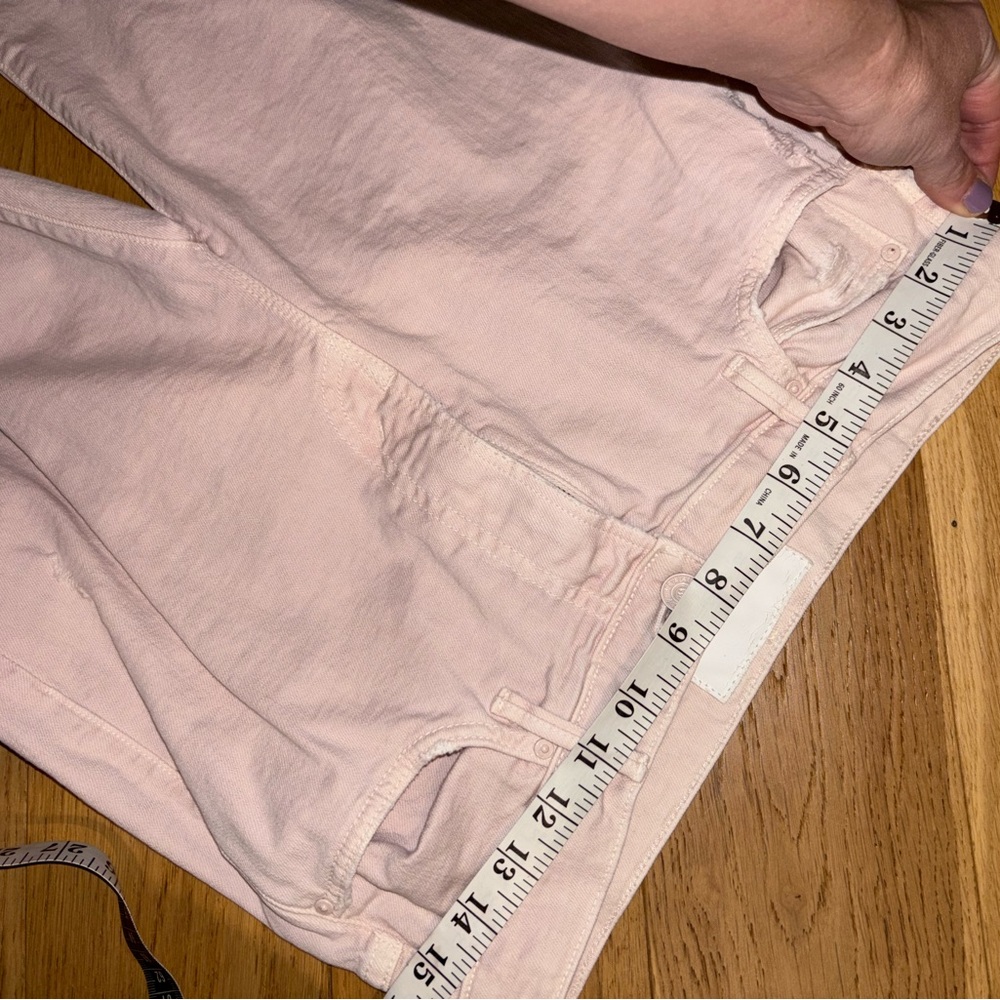 Mother High Rise Straight Leg Jeans Blush Pink Distressed Raw Hem Size 29 - Picture 9 of 13